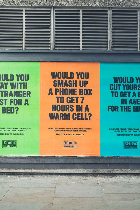 Homelessness hard hitting poster campaign | Graphic Design Social Awareness Campaign, Copywriting Ads, Poster Campaign, Copy Ads, Campaign Signs, Design Campaign, Social Campaign, Awareness Poster, Marketing Poster