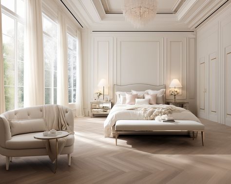 Bedroom Design Ideas | Decorilla Portfolio Modern Chateau Bedroom, French Chateau Bedroom, Modern Elegant Bedroom, Parisian Chic Bedroom, French Inspired Bedroom, Neutral Bedroom Design, Elegant Bedroom Design, Bedroom Design Modern, Blue Bedroom Design