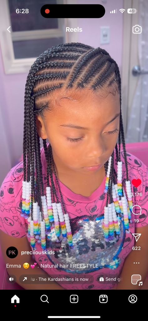 Little Mixed Girl Braid Styles, Little Mixed Girl Braid Hairstyles Easy, Braids And Beads Kids, Kids Braids With Beads Simple, Mixed Girl Hairstyles Kids Braids, Toddler Girl Braids With Beads, Twists Extensions, Braids With Beads For Girls Kids, Toddler Braids With Beads