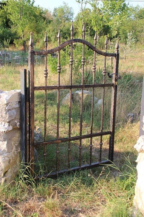 Here are ways for you to fix your broken wrought-iron gate. Old Garden Gates, The Narrow Gate, Wrought Iron Garden Gates, Old Gates, Photo Garden, Garden Gates And Fencing, Metal Garden Gates, Iron Garden Gates, Garden Gate Design