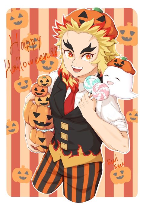 🕸🎃🦇Happy Halloween🦇🎃🕸 Trick or Treat 🍫🍬🍭 Rengoku Halloween Pfp, Rengoku Kyojuro, Halloween Trick Or Treat, Halloween Hacks, Anime Chibi, I Love Him, Trick Or Treat, Demon Slayer, Happy Halloween