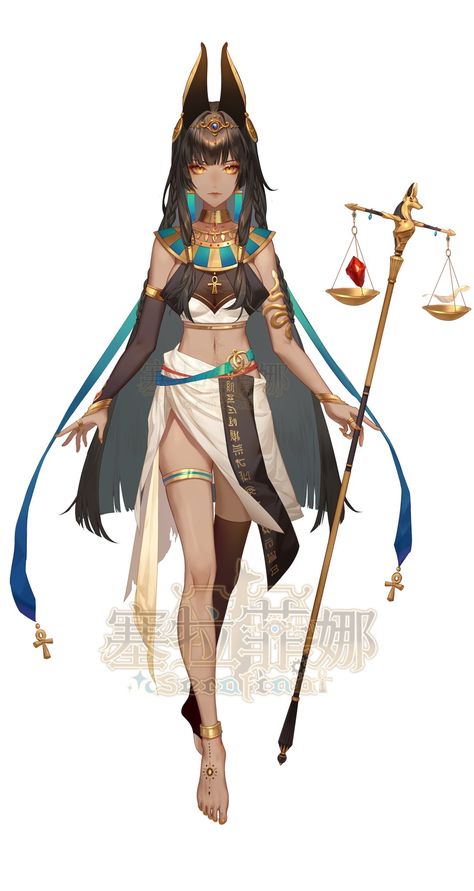 Egyptian Queen Outfit, Egypt Outfits Drawing, Egyptian Oc, Character Design Egyptian, Egyptian Goddess Dress, Egyptian Fantasy Outfit, Anime Egyptian Female, Egyptian Character Design, Egypt Clothing