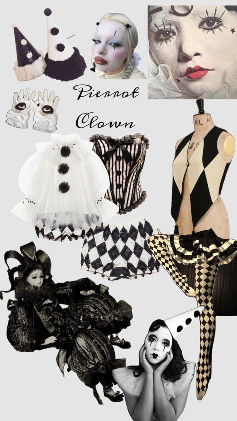 Cute Clown Costume, Pierrot Costume, Chic Halloween Costume, Black And White Clown, Circus Fashion, Clown Halloween Costumes, Jester Costume, Pierrot Clown, Clown Clothes