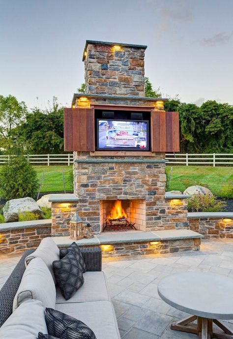 Fireplace Pavilion Area Stone Layout Outside Chimney Ideas Fireplaces Patio, Outdoor Fireplace And Pergola, Backyard Patio Fireplace, Outdoor Fireplace With Fountain, Concrete Patio With Fireplace, Backyard Fireplace Ideas Lounge Areas, Outdoor Tv Fireplace, Outdoor Fireplace And Tv, Fireplace Masonry