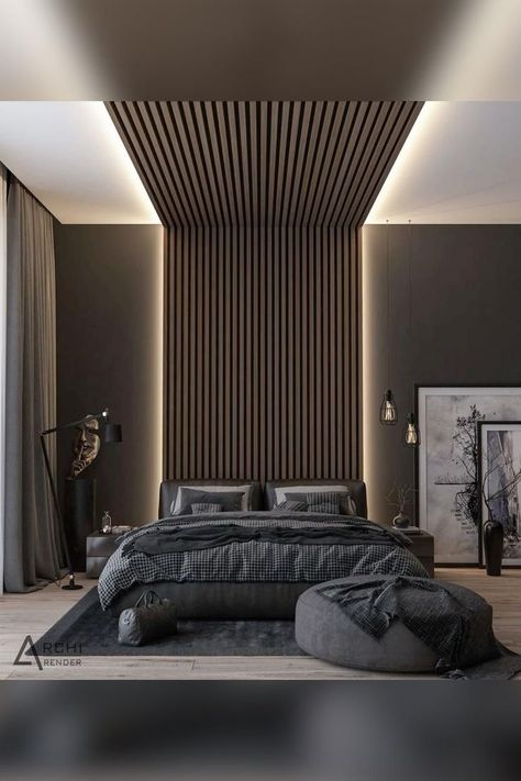 Dark Wood Headboard Bedroom, Wood Headboard Bedroom, Modern Elegant Bedroom, Olive Bedroom, Japandi Bedroom Ideas, Japandi Bedroom Design, Japandi Bedroom, Moody Bedroom, Naruto Minato