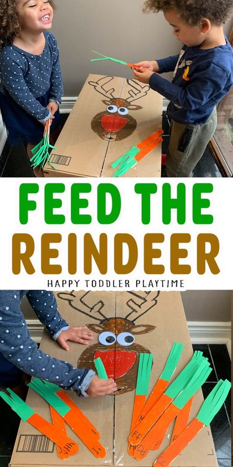 Feed The Reindeer Game, Christmas Activities Toddlers, Feed The Reindeer, Christmas Literacy, Christmas Activities For Toddlers, Preschool Christmas Activities, Games Christmas, Fun Christmas Activities, Reindeer Games