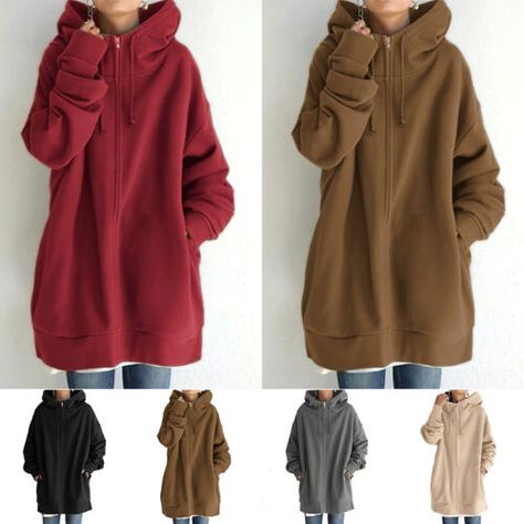 Great shopping ideas for Womens Hooded Long Sleeve Zipper Jacket Ladies Jumper Hoodie Cardigan Coat Plus, Womens-jacket 4x Outfits, Long Outerwear, Pocket Tunic, Tunic Hoodie, Zip Up Sweatshirt, Hoodie Cardigan, Coat Pocket, Tunic Sweatshirt, Hoodie Coat