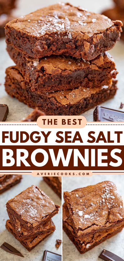 Dark Chocolate Sea Salt Brownies, Sea Salt Desserts, Salted Brownies, Sea Salt Brownies, Blondies Recipes, Perfect Christmas Dessert, Easy Brownie, Brownies Recipes, Best Brownie Recipe