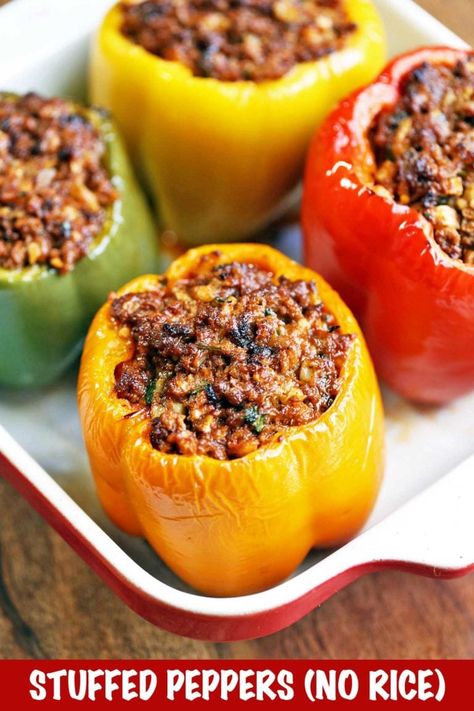 Stuffed Peppers Without Rice - Healthy Recipes Blog Stuffed Bell Peppers Ground Beef, Pepper Recipes Healthy, Easy Stuffed Pepper Recipe, Rice Healthy, Easy Stuffed Peppers, Stuffed Peppers Healthy, Stuffed Peppers Turkey, Bell Pepper Recipes, Low Carb Diets