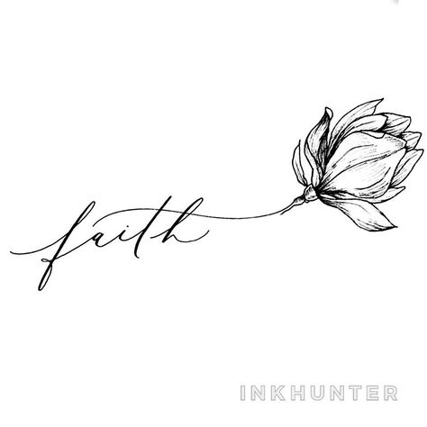 Flower And Text Tattoo, Flower With Word Stem Tattoo, Cooper Tattoo, Cute Tattoos With Meaning, Wooden Cross Crafts, Mom Daughter Tattoos, Flower Text, Faith Tattoo, Text Tattoo