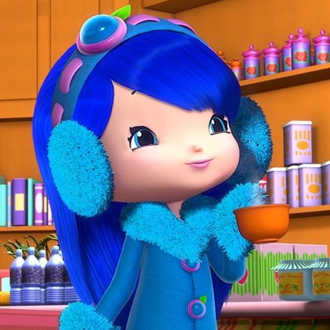 Blue Cartoon Character, Blueberry Shortcake, Blueberry Girl, Strawberry Shortcake Cartoon, Strawberry Shortcake Characters, Childhood Characters, Berry Muffins, Girl Inspiration, Old Cartoons