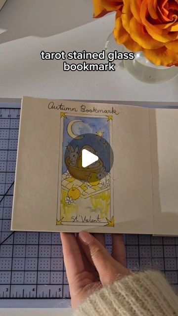 St’Valent | Glass Artist on Instagram: "Part 2 of making a tarot inspired stained glass bookmark! 💫 So far I really like this new technique of piping a 3D outline for the glass paint 🎨 Especially for any beginners learning how to paint stained glass, it can be difficult learning how to control the paint if you free hand a design 🖌 By using an outliner, you’re able to trace over a design quickly plus it provides an excellent border for painting. Final reveal coming soon! ❤️

Outliner is from @pebeo_officiel @Pebeo_usa ✨️

#stainedglass #stainedglassart #bookdiy #diybookmark #booklover #diygift #cutediy #diytutorial #tarotart #tarotartist" Stained Glass Bookmark, Glass Bookmark, Autumn Bookmark, Glass Paint, Tarot Art, Diy Book, Cute Diys, Stained Glass Art, Free Hand