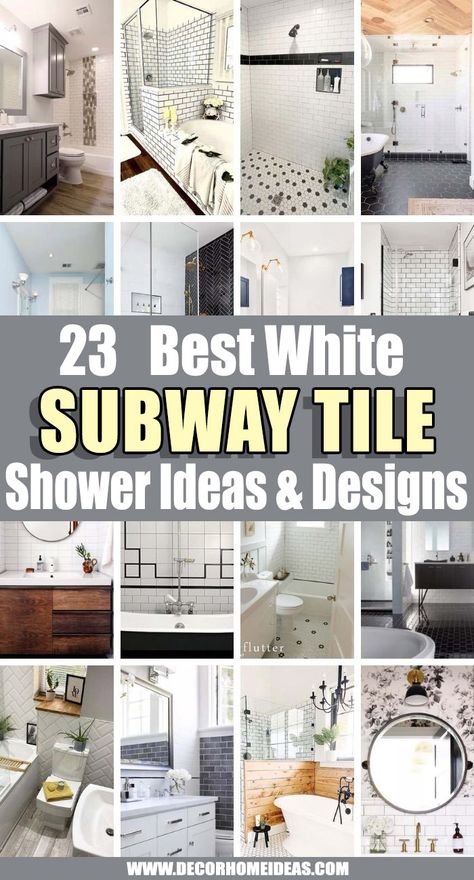 Bathroom Floor And Tile Ideas, White Subway Tile Master Bath, Bathroom Remodel With Subway Tile, Bathroom White Subway Tile Ideas, Bathroom Tile Ideas Subway Tiles, Master Bath With Subway Tile, Subway Tiles Shower Designs, White Tile Ideas For Bathroom, Subway Tile In Bathroom Wall