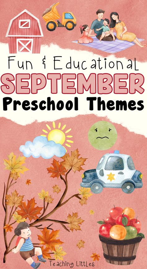 Explore these September preschool themes with fun activities to teach literacy, math, and cognitive concepts to little ones this fall. September Daycare Themes, September Preschool Themes, September Preschool, Teaching Preschoolers, Fun Fall Activities, Preschool Themes, Preschool Theme, Preschool Curriculum, Teaching Preschool