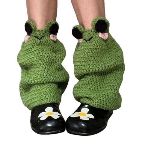 Icon aesthetic Frog Leg Warmers Crochet, Mushroom Leg Warmers, Crochet Frog Leg Warmers, Crochet Warmers Leg, Cute Frog Clothes, Cute Crochet Leg Warmers, Cute Frog Outfits, Frog Leg Warmers, Leg Warmers Png