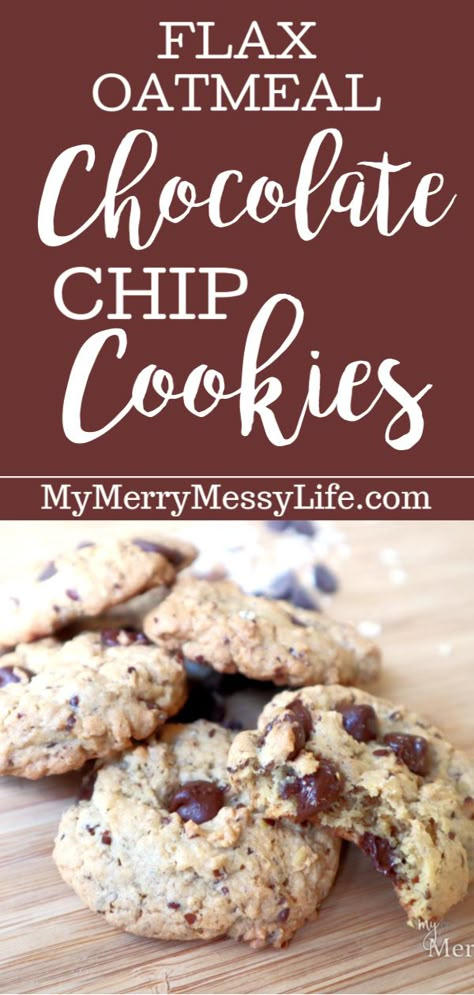 Flax Meal Cookies, Flax Cookies Healthy, Cookies With Flaxseed Meal, Oatmeal Flax Cookies, Flax Seed Chocolate Chip Cookies, Flax Seed Cookie Recipes, Oatmeal Flax Chocolate Chip Cookies, Oatmeal And Flaxseed Recipes, Flax Seed Cookies Healthy