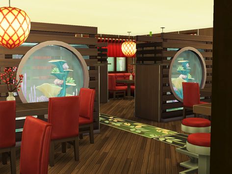 scaretale's Nori & Spice Restaurant Asian Restaurant, Asian Restaurants, Sushi Restaurants, Sims Community, Japanese Restaurant, Electronic Art, City Living, The Sims Resource, Sims Resource