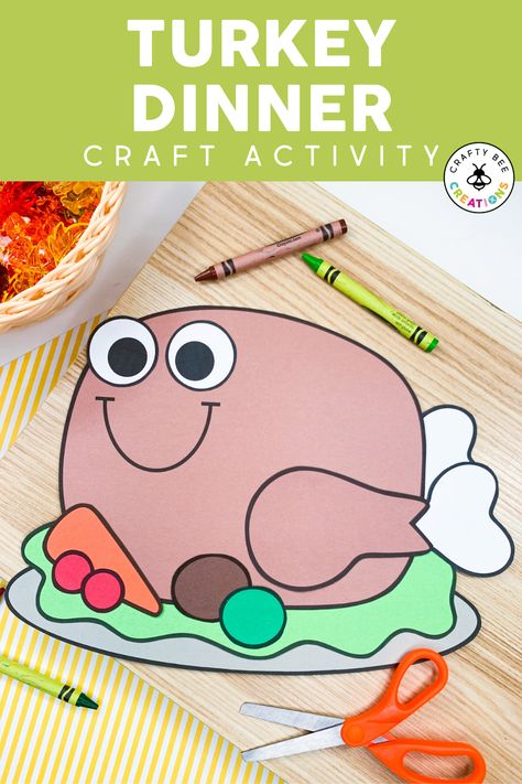 Turkey Food Crafts Preschool, Turkey Crafts For First Grade, Simple Thanksgiving Crafts For Preschool, Turkey Photo Craft, Thanksgiving Crafts Kindergarten Easy, Thanksgiving Food Crafts For Toddlers, Thanksgiving Art For Kindergarten, How To Cook A Turkey Preschool Printable, Turkey Food Crafts For Kids