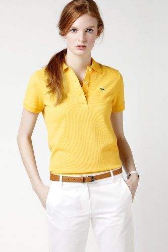 L.12.12 Original Fit Short Sleeve Non-stretch Pique Polo Yellow Polo Outfit Woman, Yellow Polo Outfit, Yellow Polo Shirt Outfit Woman, Lacoste Polo Shirt Women Outfit, Polo Outfits For Women, Polo Shirt Outfit Women's, Polo Shirt Outfits, Yellow Polo Shirt, True Spring