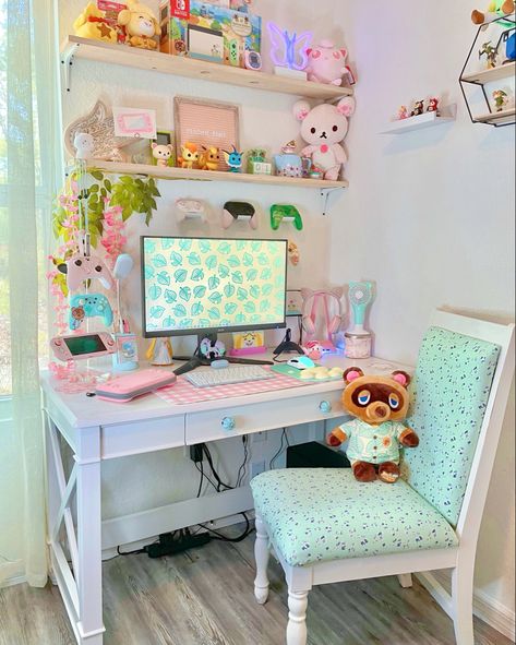 Meadow Bedroom, Gamer Baby, Pokemon Room, Gamer Room Decor, Cute Desk, Gaming Room Setup, Cute Room Ideas, Gamer Room, Aesthetic Rooms