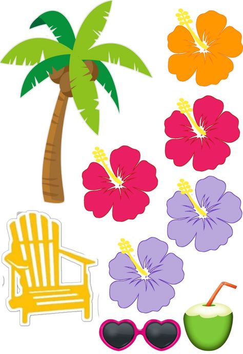 Stitch Cake Topper Printable, Hawaii Cake, Beach Cake Topper, Flamingo Cake Topper, Flower Clipart Png, Flamingo Pool Parties, Stitch Cake, Flamingo Cake, Luau Theme