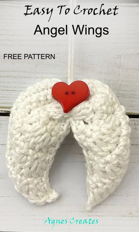 Angel Wings Crochet Pattern - Agnes Creates Crochet Christmas Angel Free Pattern, Crochet Wings Free Pattern, Wing Crochet Pattern, Crochet Angels Free Pattern, Angel Wings Crochet, Crocheted Angels, Crochet Angel Wings, Crochet Christmas Angel, Wings Crochet