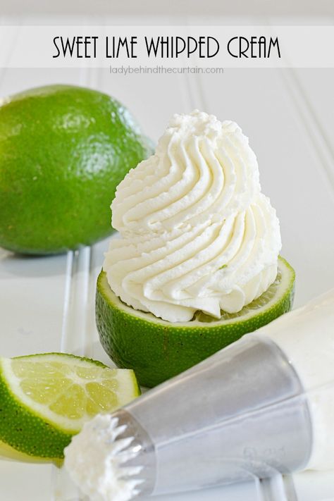 Sweet Lime Whipped Cream | The perfect addition to your lime or coconut dessert.  All it takes is lime zest to set this Sweet Whipped Cream aside from all Lime Whipped Cream, Key Lime Whipped Cream, Flavored Whipped Cream, Whipped Icing, Sweet Whipped Cream, Lime Desserts, Sweet Lime, Coconut Dessert, Recipes With Whipping Cream