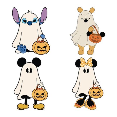 DIGITALMANDEELTD - Etsy Disney Trick Or Treat Cartoon, Disney Ghost Tattoo, Boo To You Disney, Disney Halloween Characters, Disney Ghost, Halloween Disney Svg, Couples Disney Shirts, Mickey Ghost, Disney Halloween Svg