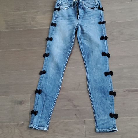 Mcguire Skinny Jean Size 25 With Ribbon On The Side. Never Worn ( Gaining Weight) But Already Wash. Look Good With Heel. Definitely Can Dress Up Or Down Jeans Size, Denim Jeans, Blue Denim, Ribbon, Siding, Dress Up, Women Shopping, Blue, Color