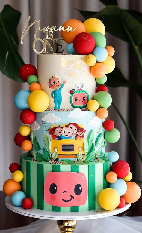 Birthday Cakes For One Year Old, Cake Smash Ideas Boy, First Birthday Cake Boy Simple, Cute First Birthday Cake, Cocomelon Cake Ideas, Cocomelon Party Ideas For Boy, First Birthday Cake Girl, First Birthday Cake Boy, Birthday Cake Pics