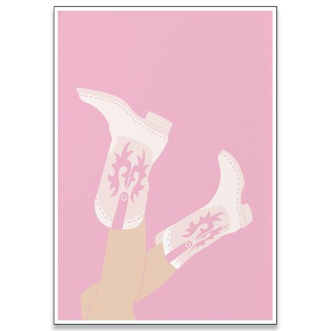 Cowgirl Boots Print, Pastel Posters, Boot Wall, Boots Print, Western Coastal, Funky Home, Pastel Poster, Teen Girl Room Decor, Coastal Aesthetic