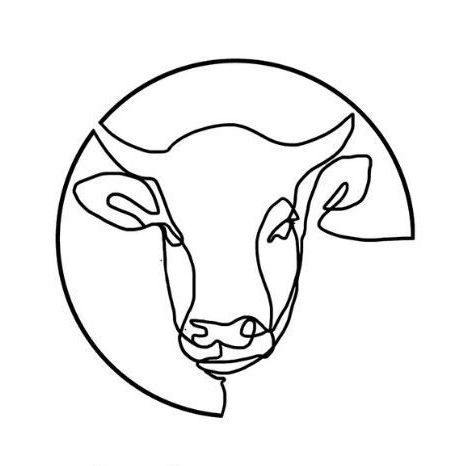 fine line/one line tattoo ideas Single Line Bull Tattoo, Cow Logo Design Ideas, One Line Tattoo Ideas, Cow Line Art, Pet Cows, Line Tattoo Ideas, Cow Logo, Cow Tattoo, One Line Tattoo