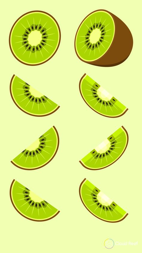 Kiwi illustration Vector Graphic Art Green Background Kiwi Painting Easy, Kiwi Illustration Fruit, Sliced Fruit Drawing, Kiwi Drawing Simple, Cute Kiwi Drawing, Kiwi Aesthetic Wallpaper, Kiwi Doodle, Kiwi Fruit Drawing, Kiwi Cartoon