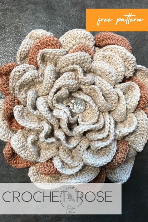 Big Flowers Crochet, Large Crochet Rose Pattern Free, Large Flower Crochet Pattern, Crochet Big Rose Free Pattern, Crochet Flower Wall Hanging Free Pattern, Big Crochet Flowers Free Pattern, Free Crochet Patterns For Big Flowers, Big Flower Crochet Pattern, Crochet Giant Flower