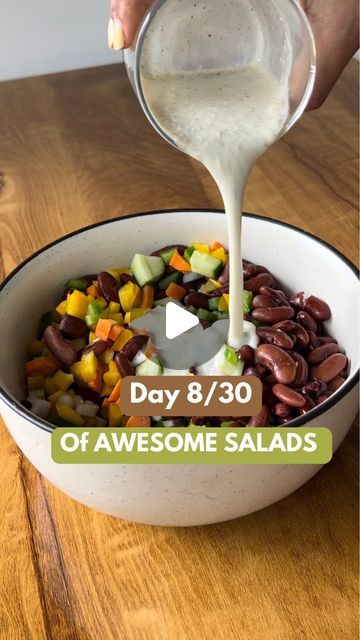 Chitwan Garg | Fitness & Nutrition on Instagram: "Day 8/30 of AWESOME SALADS 🥗

Details below ⬇️
RAINBOW RAJMA SALAD
Ingredients:
For the salad:
Carrot - 1
Yellow Bell Pepper - 1/4
Onion - 1
Cucumber - 1
Capsicum - 1/4
Boiled Rajma (kidney beans) - 1 cup

For the Dressing:
Paneer - 100gm
Green Chili - 1
Lemon Juice - 1 lemon
Garlic - 4-5 cloves
Olive Oil - ½ tsp
Salt to taste
Black Pepper - ½ tsp

Garnish with freshly chopped coriander leaves☘️

SAVE this recipe 🤝
& follow @chitwangarg for more such episodes✨✨

WhatsApp (link in bio) for 1-on-1 diet consultation ✨
.
.
.
( healthy food, easy recipes, cooking, fitness, lifestyle, fit women, salad, dressing, vegetables, fruits, healthy recipes, easy recipes )" Rajma Salad Recipe, Women Salad, Salad Carrot, Awesome Salads, Healthy Food Easy, Yellow Bell Pepper, Food Easy Recipes, Healthy Recipes Easy, Green Chili