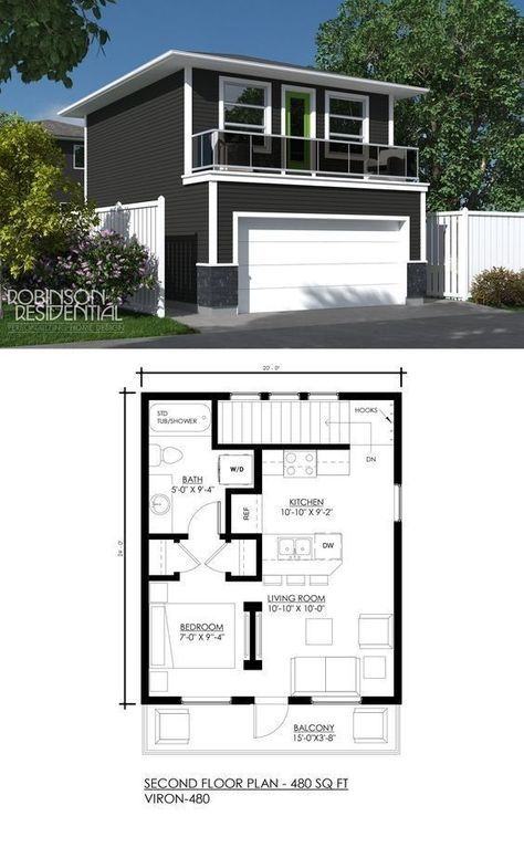 House Plans With Garage, Garage Suite, Garage With Apartment, Garage Homes, Garage Apartment Plan, Garage Apartment Ideas, Garage Guest House, Apartment Plan, Carriage House Plans