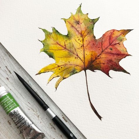 Fall Leaf Painting, Leaf Home Decor, Painting Challenge, Leaf Watercolor, Leaf Painting, Fall Leaf, Autumn Leaf, Painted Leaves, Watercolor Leaves