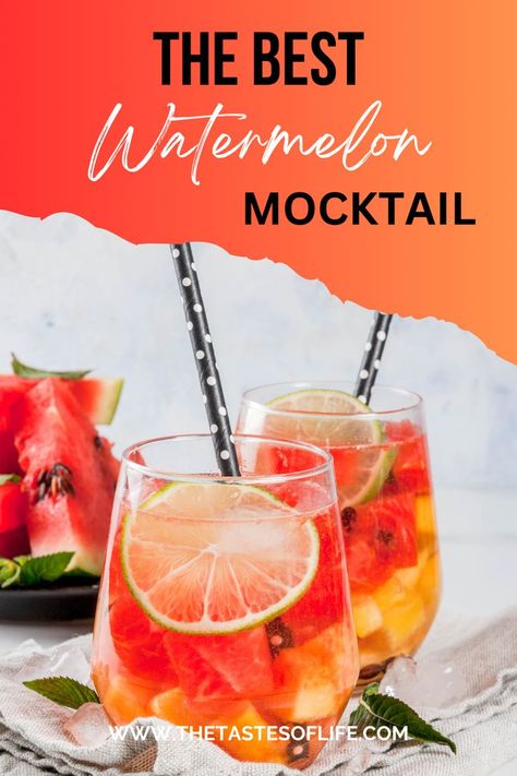 The Best Watermelon Mocktail Watermelon Mocktail Recipe, Elderflower Syrup Recipe, Watermelon Mocktail, Sangria Mocktail, Watermelon Sangria, Best Watermelon, Watermelon Drink, Infused Water Recipes, Refreshing Food