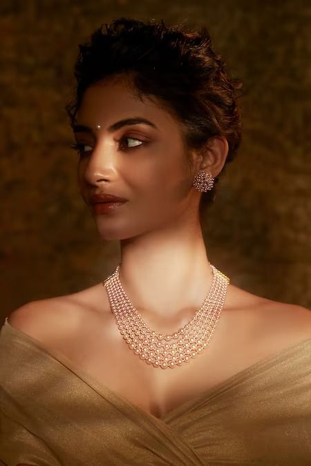 Buy Ivory Pearls Multi-layered Necklace by Tarun Tahiliani Online at Aza Fashions. Latest Pearl Necklace Designs, Multi Strand Pearl Necklace, Ivory Necklace, Layered Pearl Necklace, Contemporary Necklace, Pearl Necklace Designs, Gold Necklace Indian, Jewellery Necklaces, Glamour Beauty