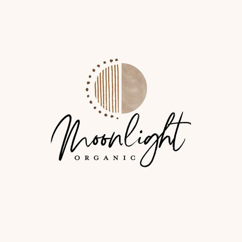 Moonlight Logo Design, Night Logo Design, Sun Moon Logo, Moonlight Logo, Cosmic Logo, Logo Lune, Sky Logo, Boho Logo Design, Earth Logo