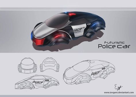 Futuristic police car by iEvgeni Futuristic Police, Biotechnology Art, Cars Of The Future, Future Police, Hover Car, Future Technology Concept, Cyberpunk Rpg, Electric Pickup, Modern Futuristic