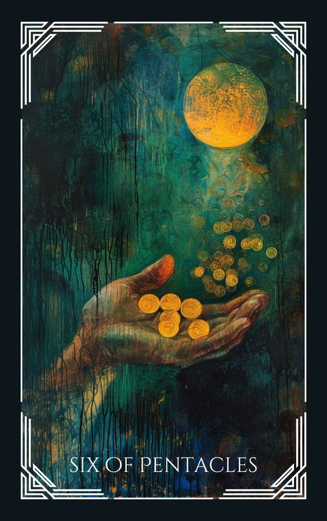 Generosity and charity are at the heart of the Six of Pentacles. Uncover how this card embodies the act of giving and receiving, and the balance of power in relationships. Ideal for insights into financial and social dynamics. Six Of Pentacles Tarot, 6 Of Pentacles, Six Of Pentacles, Social Dynamics, Tarot Interpretation, Pentacles Tarot, Tarot Significado, Online Tarot, Pentacles