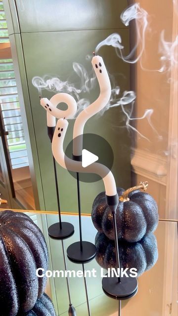 Mackenzie Biehl on Instagram: "These spooky ghost taper candles are so easy. Comment LINKS 👻👻

Soak candles in hot water for 15-20 minutes. When candles soften you can bend and shape 

I used an acrylic paint pen to draw their faces 👻 #diyhalloween" Diy Ghost Taper Candles, How To Make Ghosts, Holiday Hacks, White Squirrel, Halloween Party Planning, Thema Halloween, Ghost Diy, Holiday Hack, Candle Carving