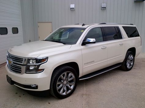 2015 Chevy Suburban 1500 LTZ in White Diamond. Um yep .. Want this!! Chevy Suburban, White Diamond, Chevy, Suv, Garage, White