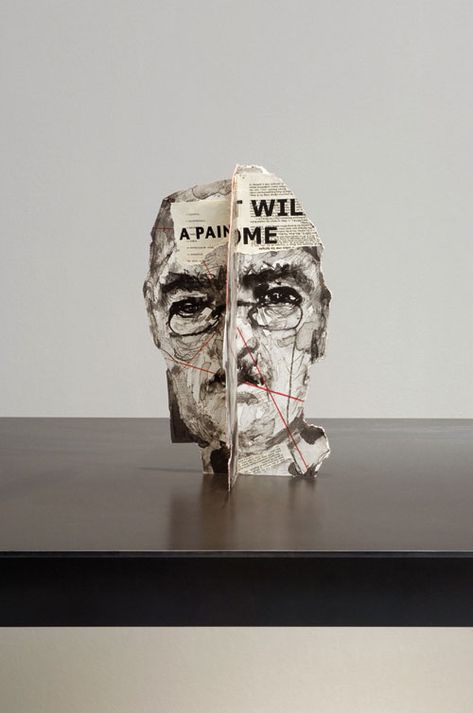 William Kentridge Head William Kentridge Art, William Kentridge, Sculpture Drawing, South African Art, Cardboard Sculpture, South African Artists, African Artists, Slot Machine, School Art