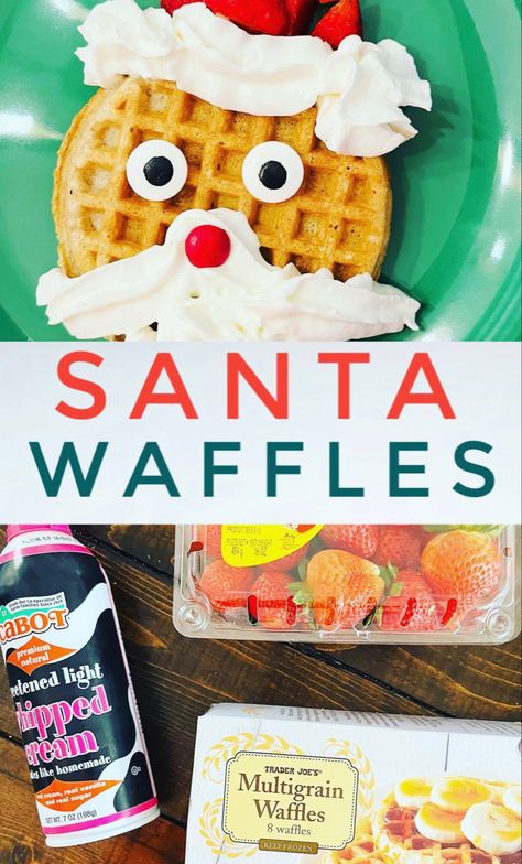 Christmas Waffle Bar, Christmas Breakfast Waffles, Santa Waffles For Kids, Christmas Morning Waffles, Breakfast With Santa Decorations, Waffles Christmas, Santa Waffles, Christmas Waffles, Santa Breakfast