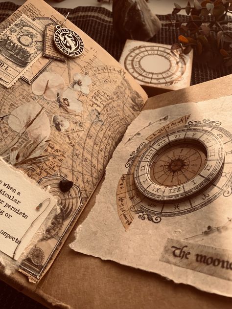 Old Journals Aesthetic, Diy Book Aesthetic, Book Making Aesthetic, Fantasy Journal Aesthetic, Book Collage Ideas, Fantasy Journal Ideas, Vintage Journal Aesthetic, Book Customization, Journal Pages Aesthetic