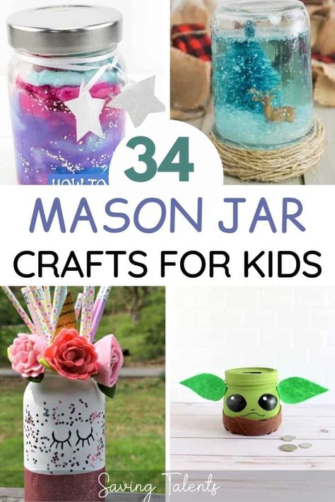 If you need some indoor activities for your children, here is a list with a bunch of easy DIY mason jar crafts that your kids can do! Mason Jar Aquarium Kids, Glass Jar Crafts For Kids, Painting Mason Jars Diy, Mason Jar Crafts Christmas, Plastic Jar Crafts, Mason Jar Crafts For Kids, Crafts With Jars, Jar Crafts For Kids, Easy Mason Jar Crafts