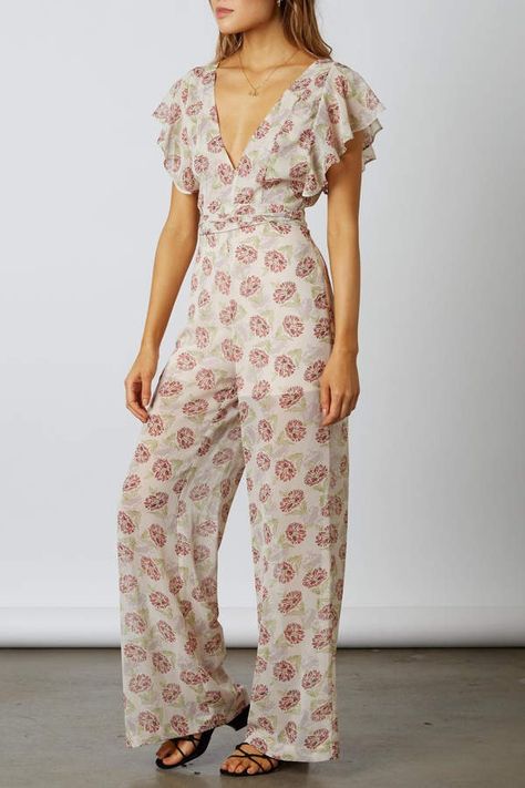 Bags Online Shopping, Ruffle Jumpsuit, Printed Jumpsuit, Jumpsuit Fashion, V Neckline, Online Bags, Online Boutiques, Fashion Advice, Waist Tie