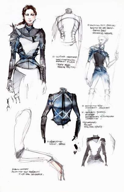 See Exclusive Sketches of the Mockingjay Battle Outfit | TIME Fashion Sketch Book, Battle Outfit, The Mockingjay, Fashion Design Process, Costume Design Sketch, Hunger Games Fandom, Hunger Games Mockingjay, Hunger Games Series, Hunger Games Trilogy